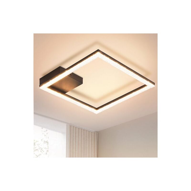 Plafonnier led 12W Blanc Chaud Cristal - Plafonnier Salon Lampe 3000K Lumière Noir Moderne Plafond Lampe Angulaire Métal pour Salon Chambre Couloir