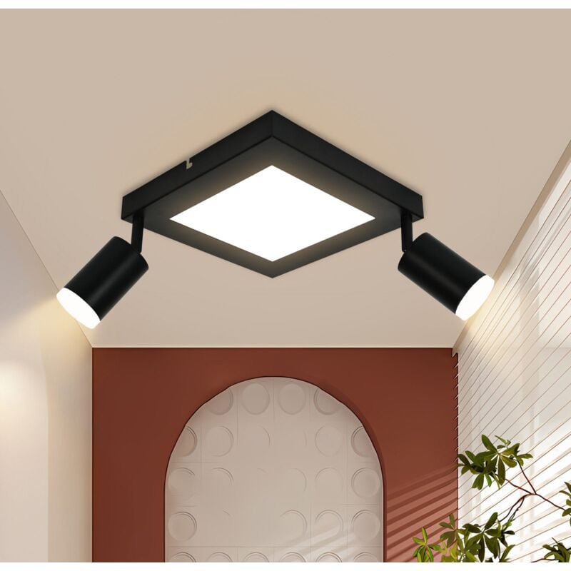 Gbly - Plafonnier led 2 Spots de Plafond - Spot de Plafond GU10 Plafonnier Noir Plafonnier Chambre Lampe 3000K Lampe de Cuisine 20W Orientable pour
