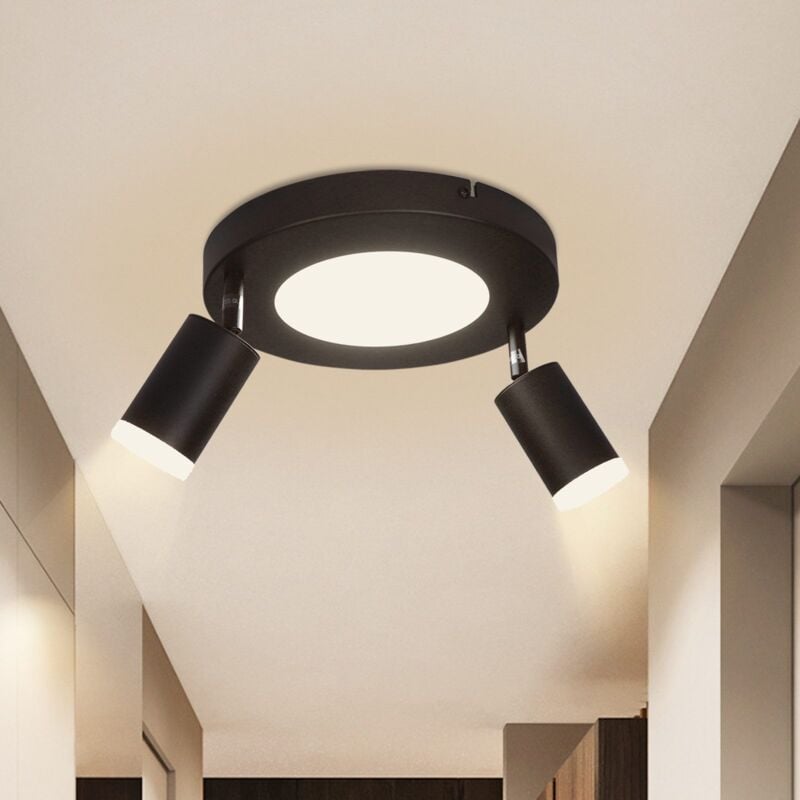 Plafonnier led 2 Spots de Plafond - Spot de Plafond GU10 Plafonnier Noir Plafonnier Chambre Lampe 3000K Lampe de Cuisine 20W Orientable pour Salon