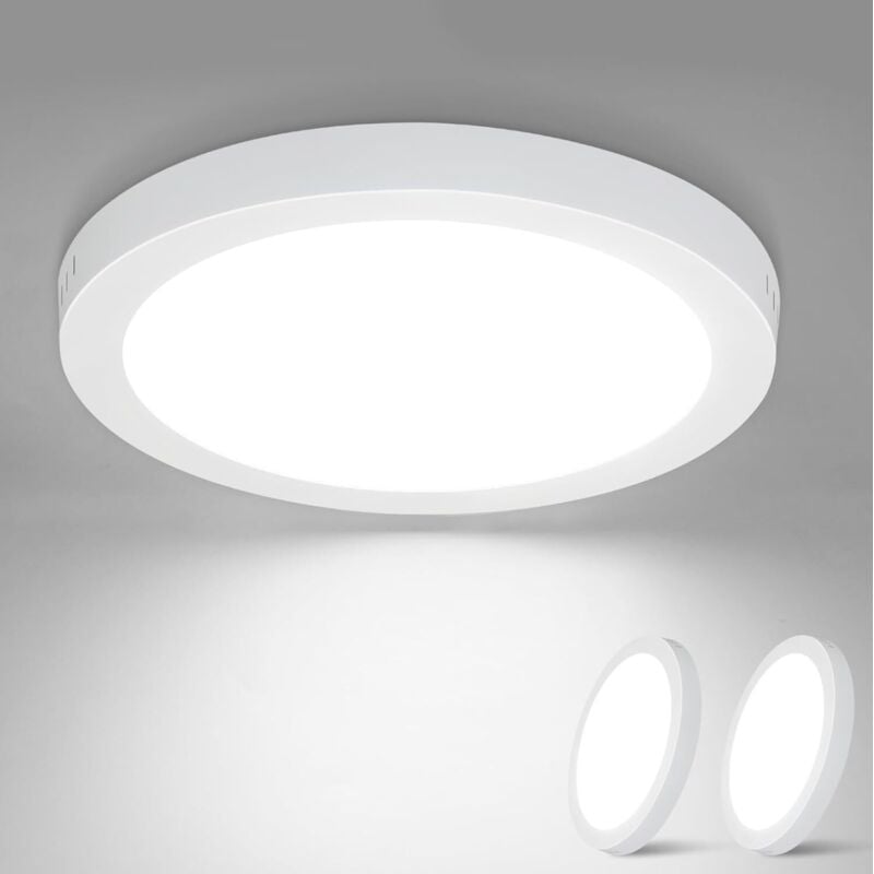 Gbly - Plafonnier led 2ER,Rond Plat 18W - Lampe de Salle de Bain Plafonnier Moderne Lampe de Couloir Blanche 5000K Blanc Froid Ø23CM IP44 Etanche