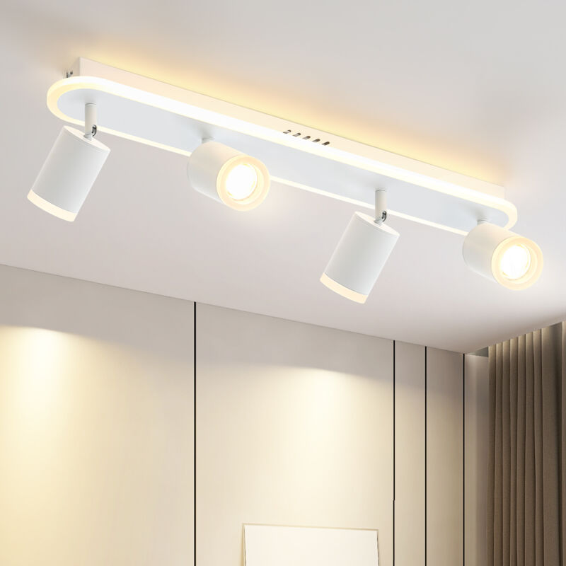 Plafonnier led 4 flammes - Plafonnier led 18W Moderne Blanc Métal GU10 Pivotant 330° Spot de plafond pour salon chambre salle à manger cuisine sans