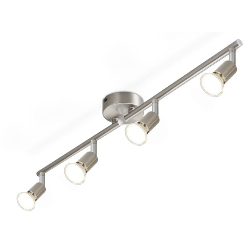 Plafonnier led 4 spots pivotants & orientables , GU10 , Spot plafond , Chrome , Moderne , éclairage intérieur plafond led cuisine chambre salon ,