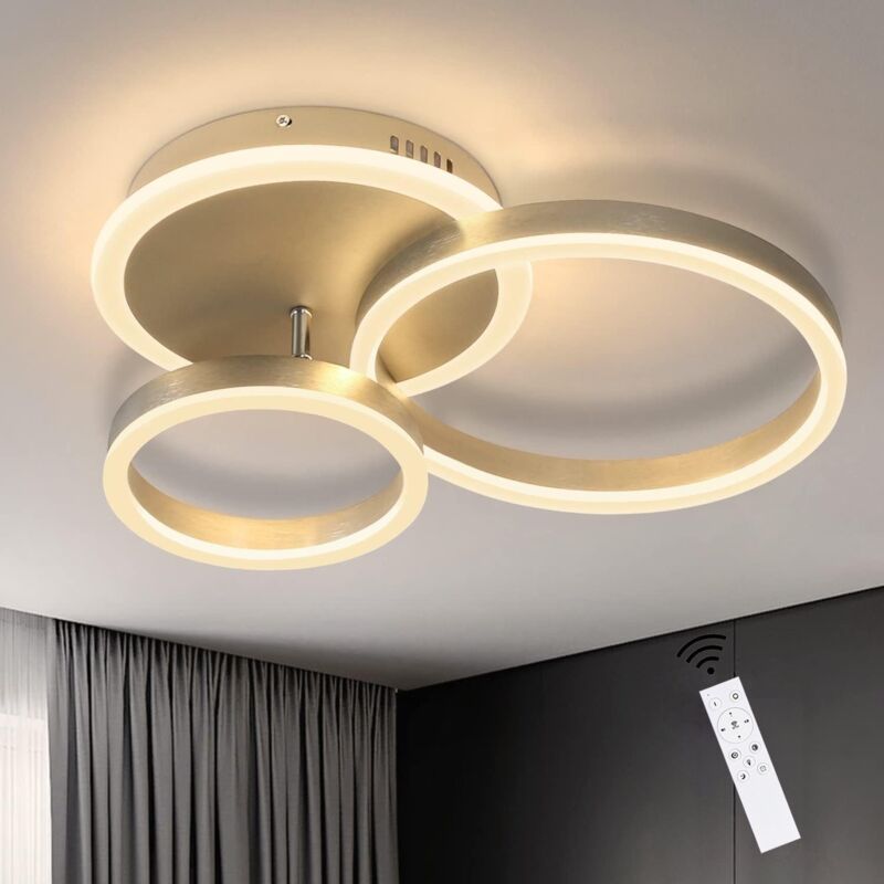 Plafonnier led à intensité variable - Lampe de salon design en anneau avec télécommande Lampe de chambre Éclairage de plafond moderne 46W pour salon