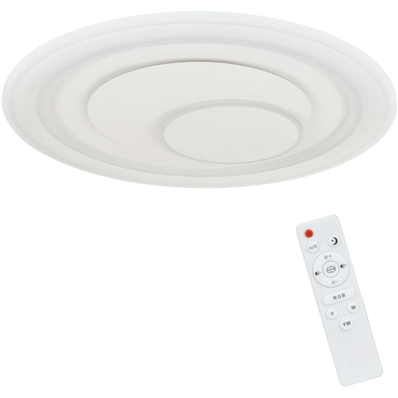 Plafonnier led Dimmable : 50,5 cm Blanc Lampe de salon rvb Acrylique Lampe de chambre Moderne Ronde 90 w Lampe de cuisine Design Lampe de bureau avec