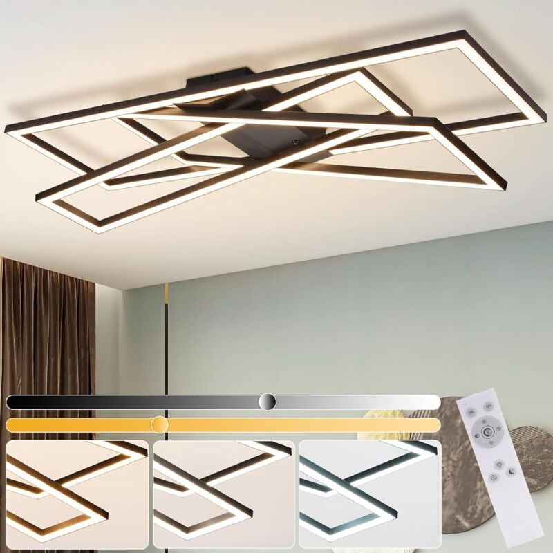 GBLY Plafonnier LED - Noir 45 W Lampe de salon à intensité variable Lampe de chambre à coucher avec télécommande Design moderne Lampe de couloir de