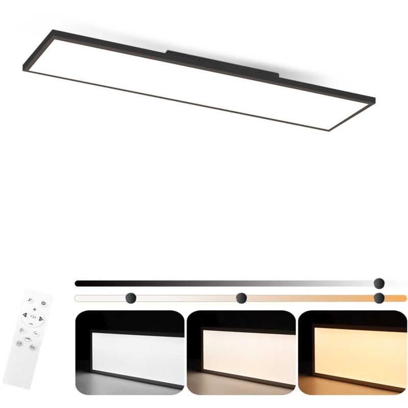 GBLY Plafonnier LED Panneau de Plafond Noir - Dimmable 100x30 CM Plafonnier Bureau Plat avec Télécommande Lampe de Salon 24W Lampe de Cuisine Lampe