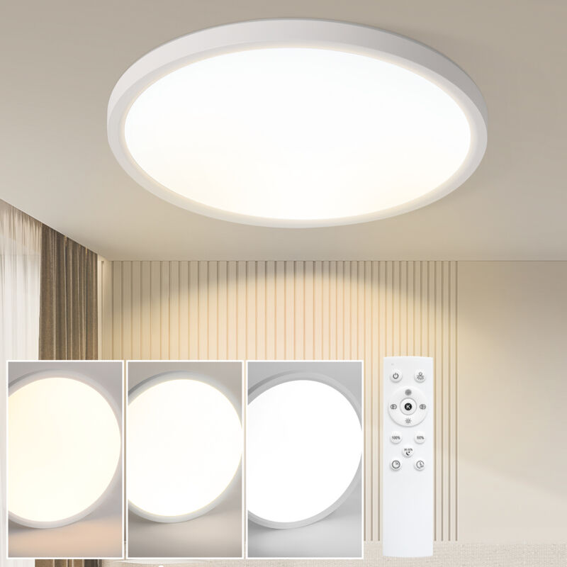 Plafonnier led Plat - Diamètre 30 cm Lampe de Salle de Bain Lampe de Cuisine dimmable Lampe de Chambre Ronde Plafonnier Blanc 24 w Lampe de Couloir