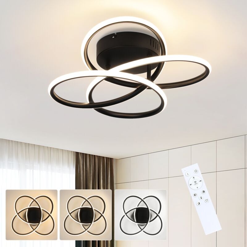 Plafonnier led pour couloir - Lampe de couloir au design moderne blanc à intensité variable avec télécommande en forme de papillon, cuisine, 44 w,