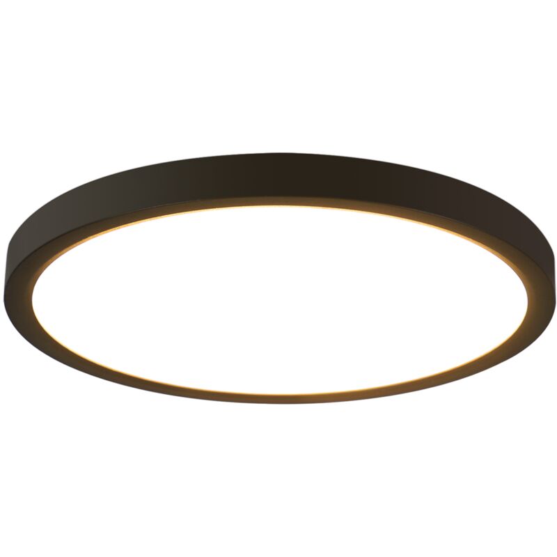 Plafonnier led Rond Noir - 24W Plafonnier Moderne led Lampe de Salle de Bain Blanc Neutre 4000K IP44 Ultra Fin ø 23 cm Étanche pour Cuisine Bureau