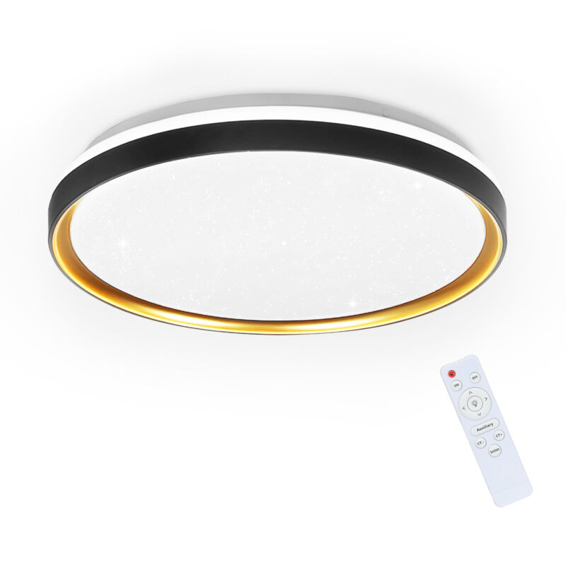 Plafonnier led Salon - Lampe de Salon Noir Or Ø40cm Lampe de Chambre Dimmable avec Télécommande 21W Plafonnier Chambre Lampe de Cuisine Moderne Ronde