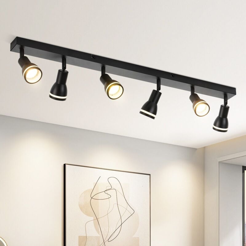 Gbly - Plafonnier Noir Couloir : 6 Spots de plafond Métal GU10 Spots Couloir Pivotant Spots muraux Intérieur pour cuisine bureau salon chambre à