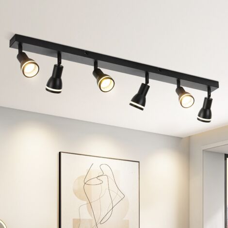 GBLY Plafonnier Noir Couloir : 6 Spots de plafond  Métal GU10 Spots Couloir Pivotant Spots muraux Intérieur pour cuisine bureau salon chambre à coucher, Sans ampoules