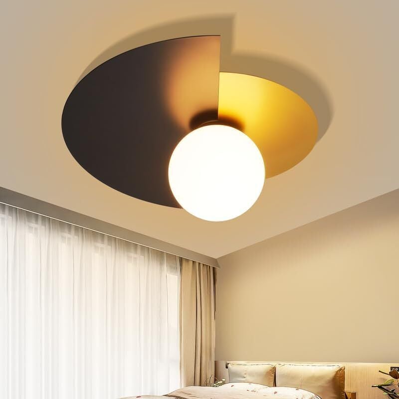 GBLY Plafonnier Plafonnier de Couloir Salon - Lampe de Salon Or Noir Chambre d'enfant Lampe de Couloir Vintage en Verre et Métal E14 Éclairage de