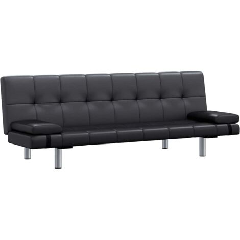GBLY Schlafsofa 2 stück Kissen Kunstleder Ausziehbar Schwarz