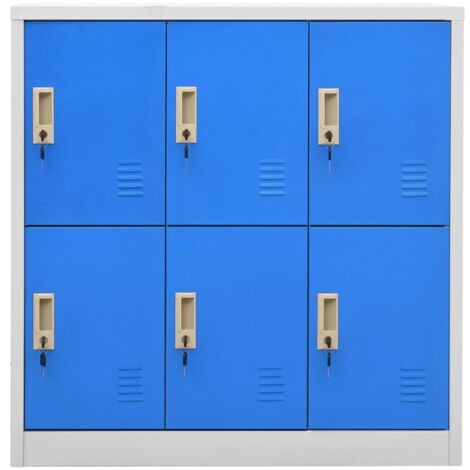 GBLY Schließfachschrank Hellgrau und Blau 90x45x92,5 cm Stahl
