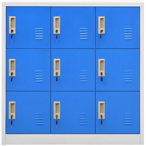 GBLY Schließfachschrank Hellgrau und Blau 90x45x92,5 cm Stahl