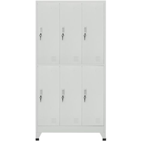 GBLY Schließfachschrank mit 6 Fächern Stahl 90x45x180 cm Grau