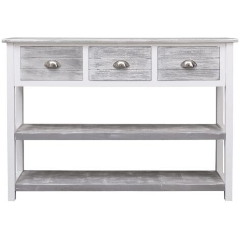 GBLY Sideboard Antik-Grau 108x30x76 cm Massivholz Paulownia