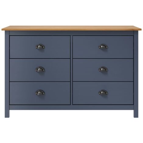 GBLY Sideboard Hill Grau 125x40x80 cm Massivholz Kiefer