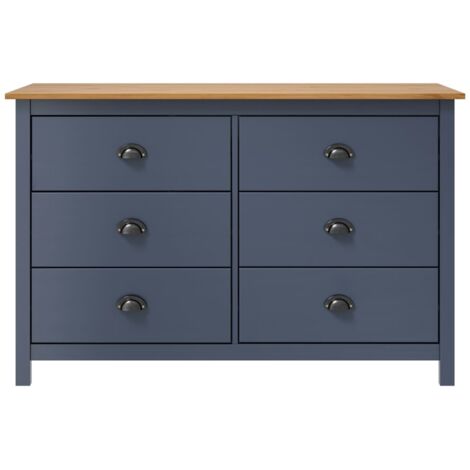 GBLY Sideboard Hill Grau 125x40x80 cm Massivholz Kiefer