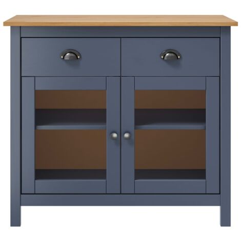 GBLY Sideboard Hill Grau 90x40x80 cm Massivholz Kiefer