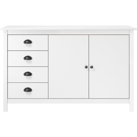 GBLY Sideboard Hill Weiß 130x40x80 cm Massivholz Kiefer