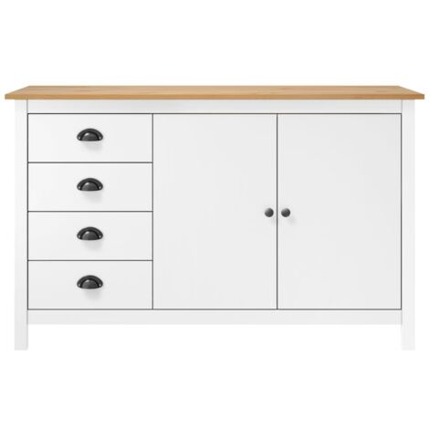 GBLY Sideboard Hill Weiß 130x40x80 cm Massivholz Kiefer