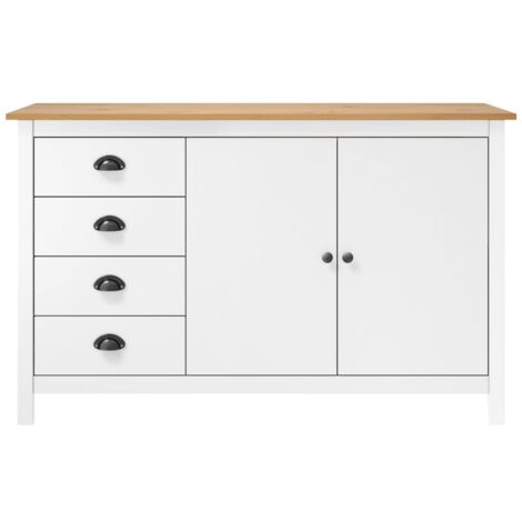 GBLY Sideboard Hill Weiß 130x40x80 cm Massivholz Kiefer