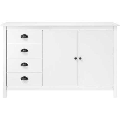 GBLY Sideboard Hill Weiß 130x40x80 cm Massivholz Kiefer