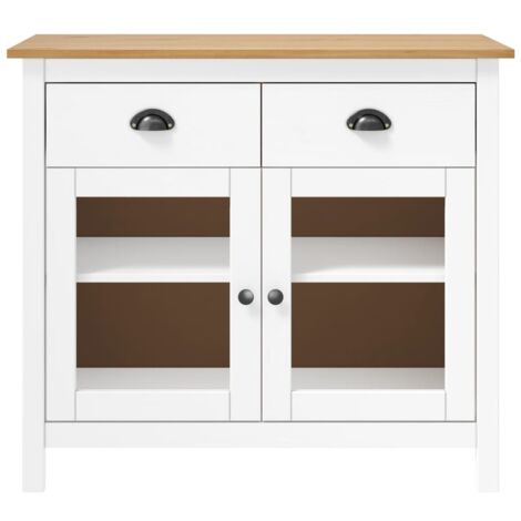 GBLY Sideboard Hill Weiß 90x40x80 cm Massivholz Kiefer