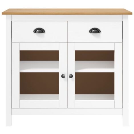 GBLY Sideboard Hill Weiß 90x40x80 cm Massivholz Kiefer