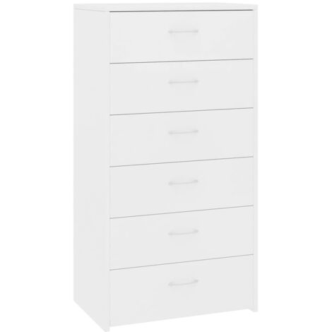 GBLY Sideboard mit 6 Schubladen Weiß 50x34x96 cm Holzwerkstoff