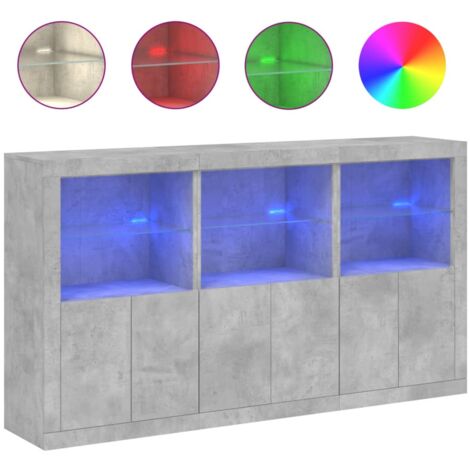 GBLY Sideboard mit LED-Leuchten Betongrau 181,5x37x100 cm