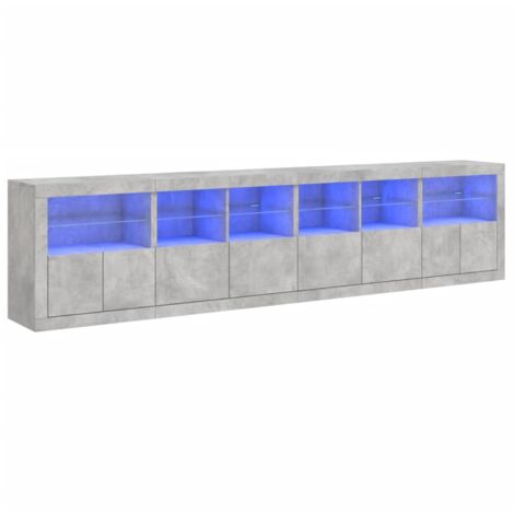 GBLY Sideboard mit LED-Leuchten Betongrau 283x37x67 cm