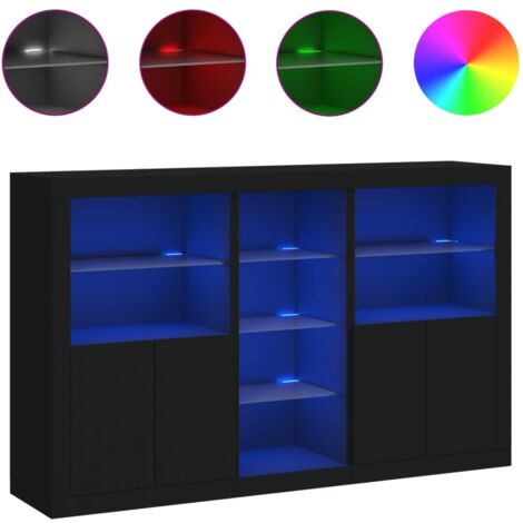 GBLY Sideboard mit LED-Leuchten Schwarz 162x37x100 cm