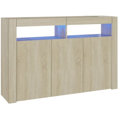 GBLY Sideboard mit LED-Leuchten Sonoma-Eiche 115,5x30x75 cm