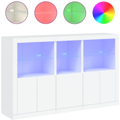 GBLY Sideboard mit LED-Leuchten Weiß 162x37x100 cm