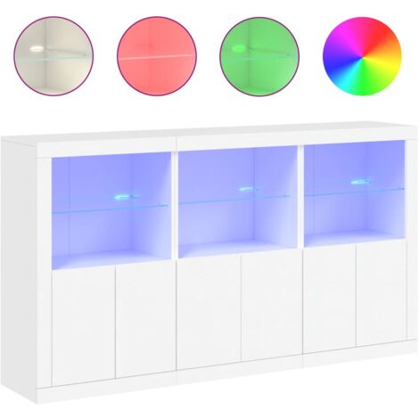 GBLY Sideboard mit LED-Leuchten Weiß 181,5x37x100 cm