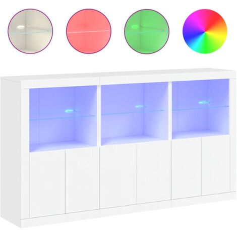 GBLY Sideboard mit LED-Leuchten Weiß 181,5x37x100 cm