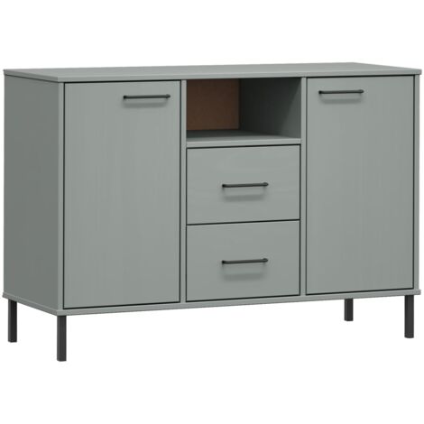 GBLY Sideboard OSLO mit Metallbeinen Grau 113x40x77 cm Massivholz