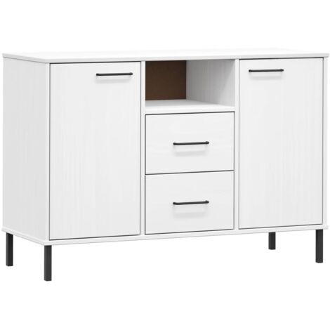 GBLY Sideboard OSLO mit Metallbeinen Weiß 113x40x77 cm Massivholz