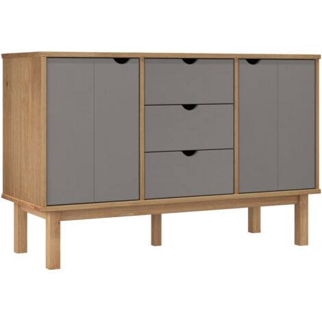 GBLY Sideboard OTTA Braun&Grau 113,5x43x73 cm Massivholz Kiefer