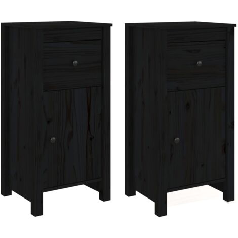 GBLY Sideboards 2 Stk. Schwarz 40x35x80 cm Massivholz Kiefer