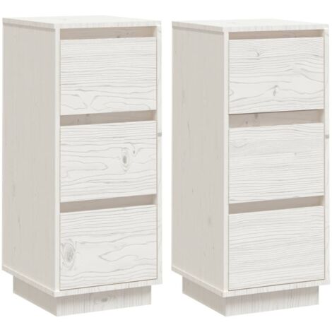 GBLY Sideboards 2 Stk. Weiß 32x34x75 cm Massivholz Kiefer