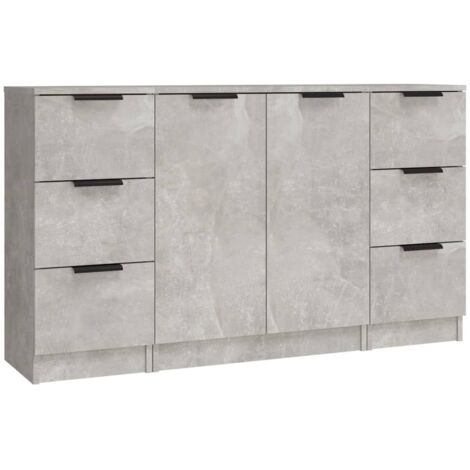 GBLY Sideboards 3 Stk. Betongrau Holzwerkstoff