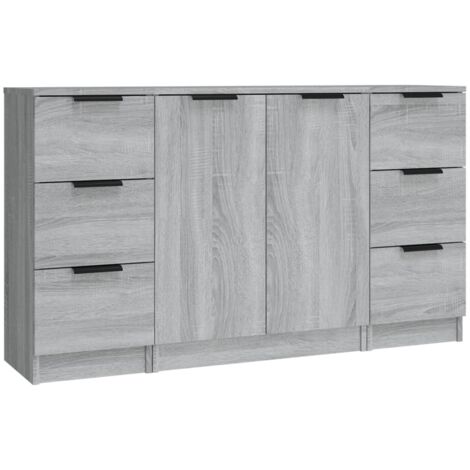 GBLY Sideboards 3 Stk. Grau Sonoma Holzwerkstoff