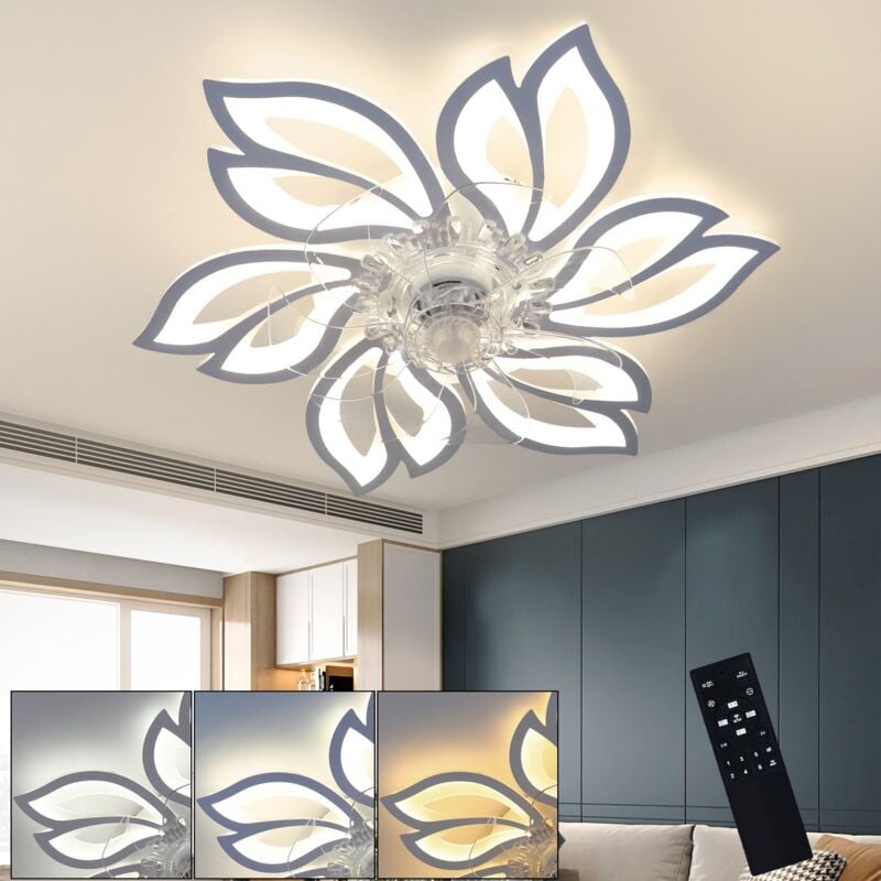 Image of Gbly - Silenzioso led ventilatore da soffitto con illuminazione, 43W camera da letto soffitto luce con telecomando e lampada dimmerabile con