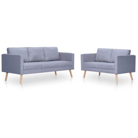 GBLY Sofagarnitur 2-Sitzer & 3-Sitzer Stoff Hellgrau