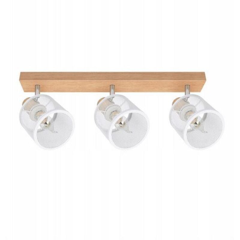 Spot de plafond plafonnier blanc bois - plafonnier E14 orientable 350° 3 flammes max 25w lampe de salon moderne pour salon chambre cuisine couloir