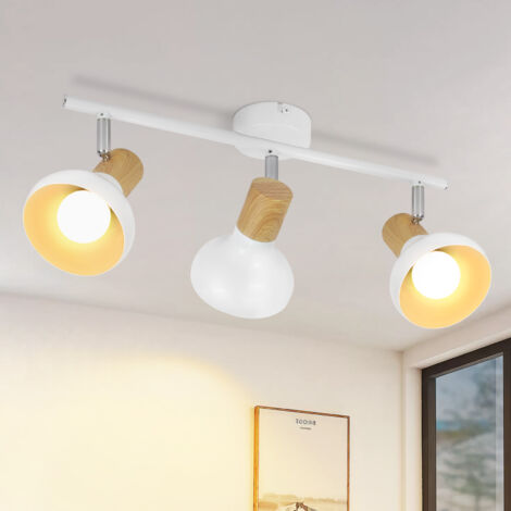 GBLY Spot de Plafond Plafonnier Blanc Vintage - Plafonnier 3 Ampoules Spot d'intérieur Abat-Jour en Fer Industriel Lampe de Couloir E14 Spot pour Chambre Couloir Salon (sans Ampoule)